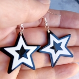 Emo Monochrome stripe Star Earrings big Gothic Party Jewellery gen z funky fun