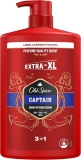 Old Spice Captain Shower Gel Men 1000ml, 3-in-1 Mens Shampoo Body-Hair-Face Wash