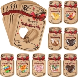 24/60 Pack Valentines Cards for Kids, Mason Jar Happy Valentine’s Day Cards