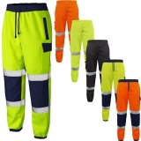 Hi Vis Viz Fleece Trousers Jogging Bottoms Safety Work Joggers Sweat Pants S-5XL