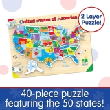 The Learning Journey Lift & Learn Puzzle – USA Map Puzzle for Kids – Preschool T