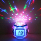 LED Star Projector Digital Alarm Clock Night Light Lamp w/ Music Kids Gift Decor