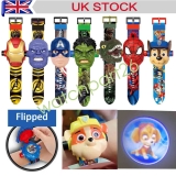 Kids Flashing Light Wrist Watch Spiderman Hulk Flip Up Projection Luminous Gifts