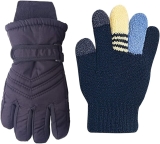 2 Pair Kids Boy Girls Gloves Winter Snowproof Waterproof Snow Ski Gloves 3-5 Yrs