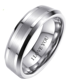 New 6mm Engraved ”I Love You ” Mens Tungsten SCRATCH RESISTANT Wedding Ring