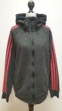 QQ259 WOMENS ADIDAS GREY RED DRAWSTRING ZIPPED SWEATSHIRT HOODIE UK M 10 EU 38
