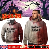 Bloody Shirt Problem Solved Hoodies Splatter Pocket Sweatshirt Halloween Haunted