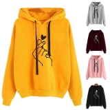 Womens Heart Print Long Sleeves Casual Pullover Hoodie Sweatshirt Fashion Tops