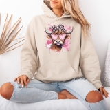Highland Cow Farm Animal Womens Hoodie Cute Graphic Ladies Sweatshirt