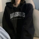 Womens Retro Printed Hoodie Long Sleeve Sportswear Hiphop Style Polyester