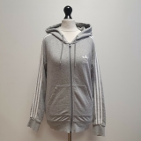 QQ608 WOMENS ADIDAS GREY DRAWSTRING ZIPPED SWEATSHIRT HOODIE UK M 10 EU 38