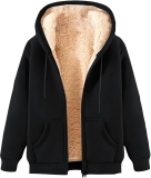 Womens Teddy Fleece Hoodies Sherpa Lined Fuzzy Sweatshirts with Pockets Full Zip