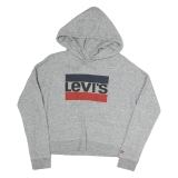 LEVI’S Womens Grey Cotton Hoodie XS Logo Printed Casual Sweatshirt