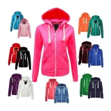Ladies Plain Zip Up Hoodie Sweatshirt Womens Fleece Jacket Hooded Top UK 8 To 22