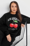 Yours Curve Women’s Plus Size ‘Los Angeles’ Cherry Sweatshirt