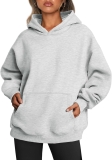 Trendy Queen Womens Oversized Hoodies Fleece Sweatshirts Fall Fashion L, Grey