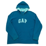 GAP Hoodie Sweatshirt Blue Womens XL Stretch Cotton Logo Spell Out Pullover