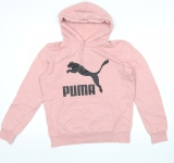 Puma Womens Pink Pullover Hoodie Size S Logo Graphic Sweatshirt