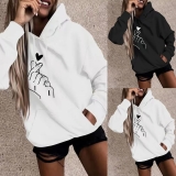 Casual Women Hoodie Printed Warm Long Sleeve Sweatshirts Hooded Tops Daily Use