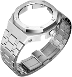 Casio G-Shock GA2100 Casioak Mod kit Modification Strap Silver Watch Steel