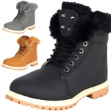 Kids Girls Ankle Boots Fur Lined Snow Boot Winter Shoes Combat Chelsea UK Sizes