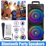 Portable Bluetooth Speaker Heavy Bass Subwoofer Sound System FM Party Microphone