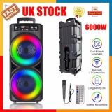 6000W Portable Bluetooth Speaker Sub Woofer Heavy Bass Sound System Mic Party UK