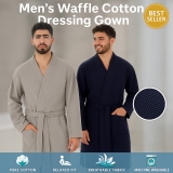 Mens Dressing Gown WAFFLE Lightweight Summer Robe Wrap Holiday hospital home