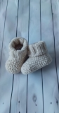 Crochet Baby Booties 0-3 Months Handmade Beige