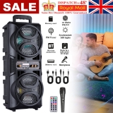 Dual 6.5″ Portable Bluetooth Speaker 3000w Party Sub woofer Heavy Bass Sound