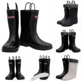 ZORAX Children Waterproof Rain Boots Black Boots With Detachable Warm Lining