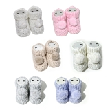 Baby Boys Girls Booties Soft Pom Pom Thick Knitted Bootees Baby Socks 0-6 Months