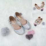 Toddler Girls Sparkly Diamante Sandals Ankle strap Kitten Heel Occasion Shoes