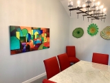 A Collector’s Beautiful Modern Contemporary Dining Room – Sally Trace Abstract Paintings