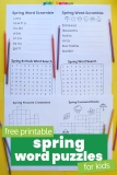 Free Printable Spring Word Puzzles for Kids
