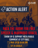 Pack City Hall to Defend Free Speech & Mahmoud Khali — CAIR-Chicago