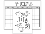 July Calendar and Coloring Page | Free Printable