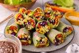 Vegetable Spring Rolls with Peanut Sauce