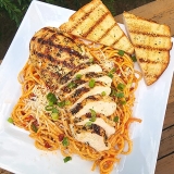 Grilled Garlic and Herb Chicken with Red Pepper Pesto Pasta On the Char-Broil Cruise