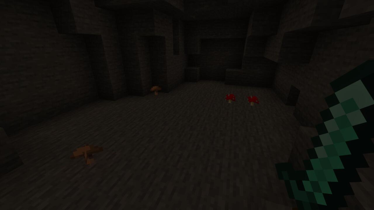 Growing mushrooms in a dark cave