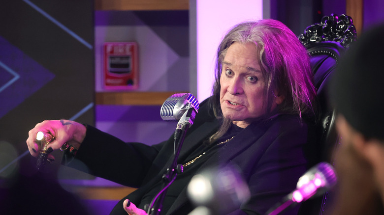 Ozzy Osbourne speaks onstage during the Ozzy Osbourne Album Special on SiriusXM's Ozzy's Boneyard Channel at at SiriusXM Studios on July 29, 2022 in Los Angeles, California.