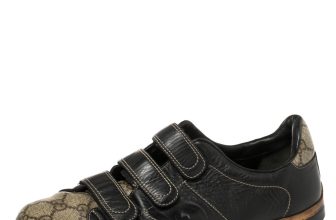 Gucci Beige/Black GG Supreme Canvas And Leather  Sneakers Size 40