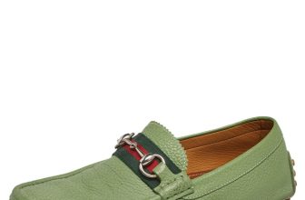 Gucci Green Leather Horsebit Slip On Loafers Size 40