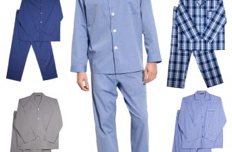 Mens  Oxford Woven Polycotton Plain Pyjama Set Nightwear Sizes S – 2XL