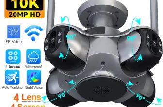 10K 20MP Home Security Outdoor WiFi Camera 4 Lens 4 Screen PTZ CCTV Wireless Cam