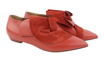 EMPORIO ARMANI X3D223 Women Flats EU37 Red Leather Pointed Toe Slip On Casual *