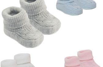 Baby Booties Newborn Boys Girls Soft Booties Knitted Plain Bootees NB-3 Months