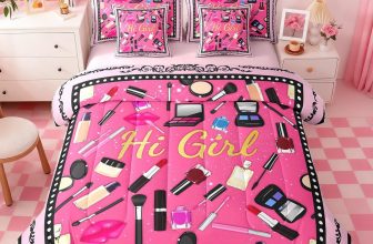 Makeup 7 Pieces Kids Bedding Set Queen Bed in a Bag,Girls Women Cosmetics Lip…