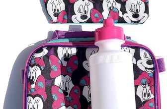 Mini Mouse Lunch Bag 4-Set, Water Bottle, Lunch Bag, Pencil Case, and Carabiner
