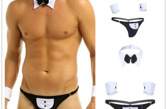 Men Male Stripper Waiter Bow Tie G-string Thongs Underwear Lingerie Set Costume